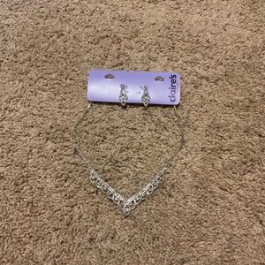 Claire's Elegant Silver Necklace and Earring Set